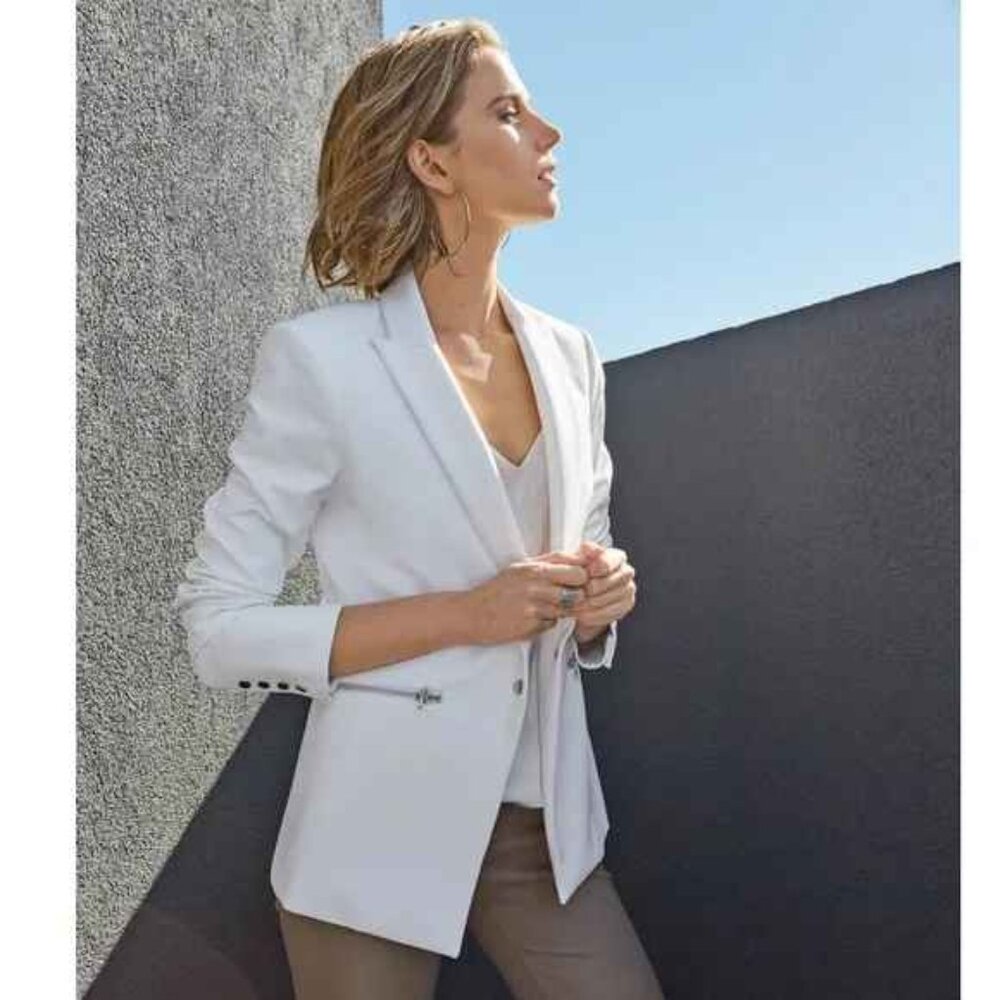 Veronica Beard Bi-Stretch Scuba Dickey Jacket in White Size 10